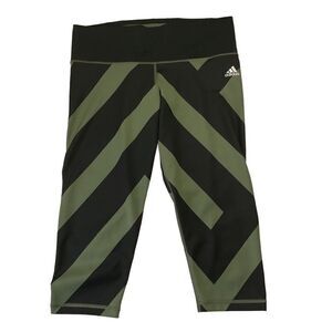Adidas Mid Rise Cropped Leggings Womens Large‎ 14/16 Army Green & Black